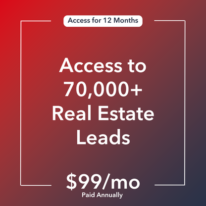 70,000+ Real Estate Leads - New Leads Added Daily ($99/mo Billed Annually)